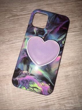 😍FREE😍 Purple Heart Grip Swirl Print Phone Case for iPhone mini 12